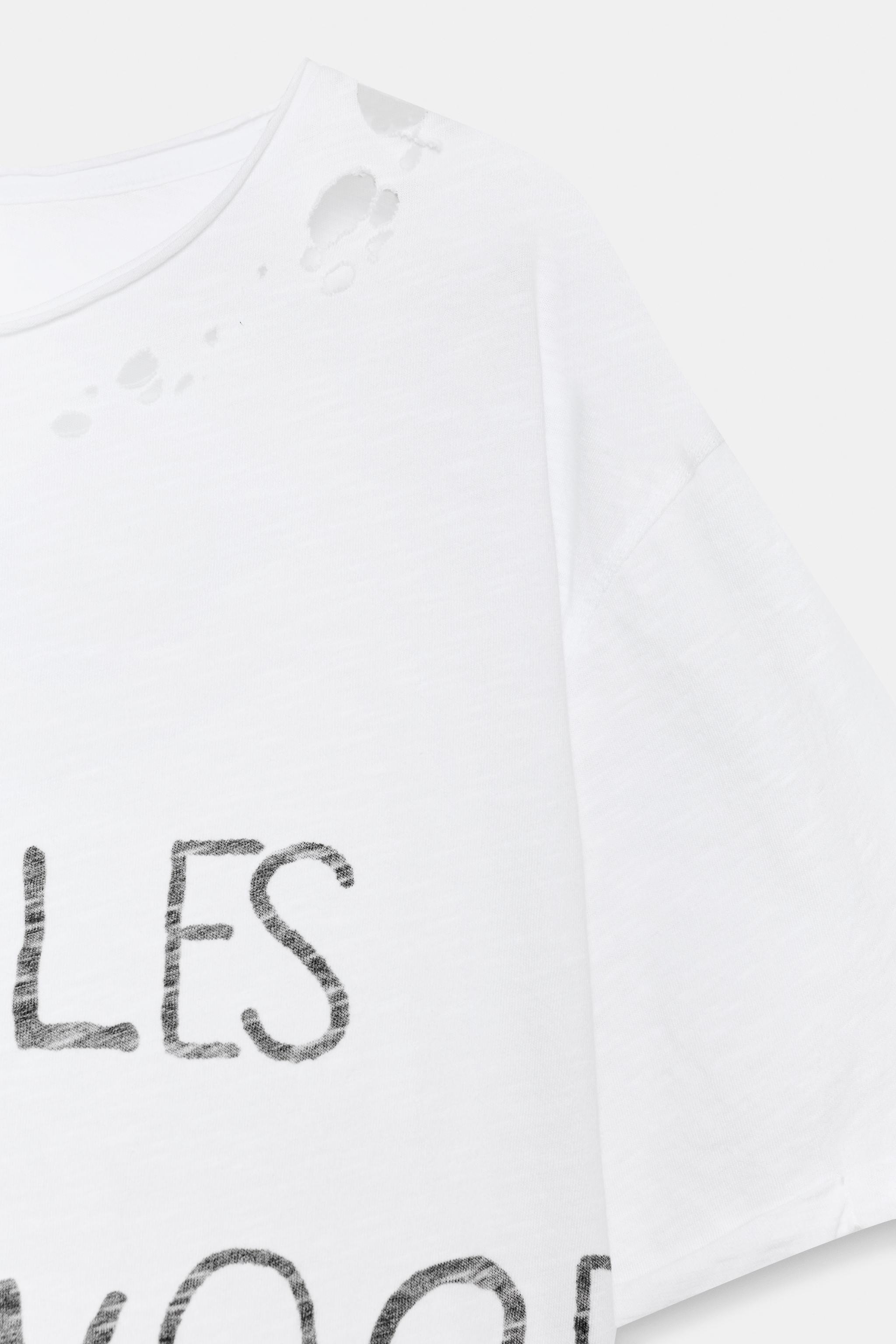 T-SHIRT À INSCRIPTION ET DÉCHIRURES